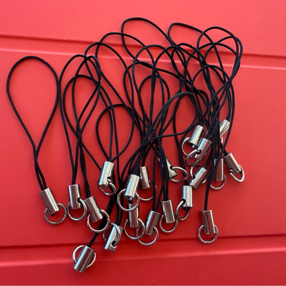 20 Black Phone Charm Lariat Lanyard Straps for Jewelry Craft Making